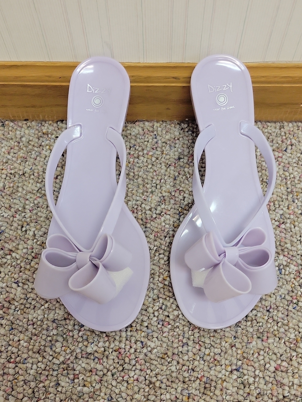 Dizzy Pastel Lilac Bow Slide Sandals for Women Sz 7 New Beach Summer Swim